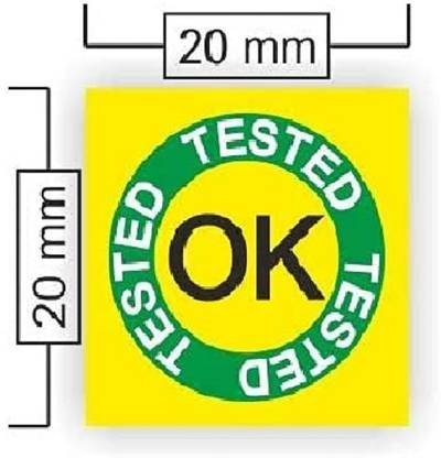 Stikor 2 cm OK Tested Stickers for Quality Check 20 mm Square 2000 Pieces Self Adhesive Removable Sticker