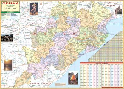 ODISHA MAP size : 100x70 centimeter With Fact & Figure District Area, Population, Density, Sex Ratio, Literacy, Distance Between Major Cities, Etc. Updated : Oct 2020 Paper Print