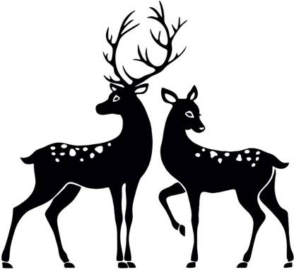 CreativeNdecore 23 inch hiran wall sticker of couple dubbing dubbing Self Adhesive Sticker