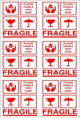 BlackDreams 10 cm Fragile-Handle with Care with Symbol Label/Sticker (100, 10cm x 10cm) Self Adhesive Sticker