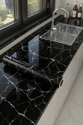Onbet 200 cm Self Adhesive Glossy Marble Foil Waterproof Sticker For Kitchen And Home Self Adhesive Sticker