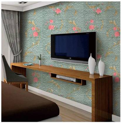 Pia Creations 304.8 cm Self Adhesive Stickers Waterproof Vinyl PVC Floral Wallpaper ( 304.8x 45.72 ) Self Adhesive Sticker