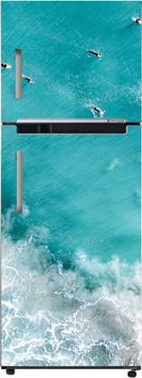 Design Decor 60.96 cm Fridge Door Sticker Ocean Beach Watter double door refrigerators Wrap Size 24x60 Self Adhesive Sticker