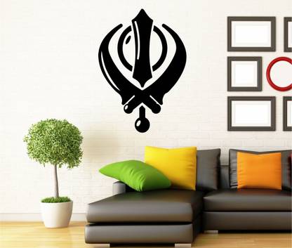 Mini Cards & Decor Items 80 cm Sardar Khanda Sikh Symbol Wall Sticker or Gumming Vinyl Decoration WallSticker Self Adhesive Sticker
