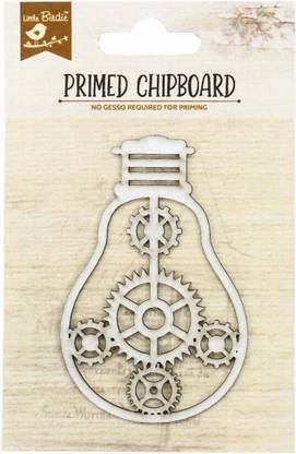 LITTLE BIRDIE 12 cm Primed Chipboard Cog Light 1Pc Self Adhesive Sticker