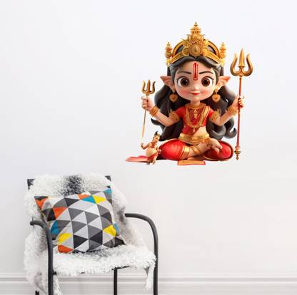 Hetshree decore 50 cm AI Durga Maa Wall Sticker & Decal Self Adhesive Sticker