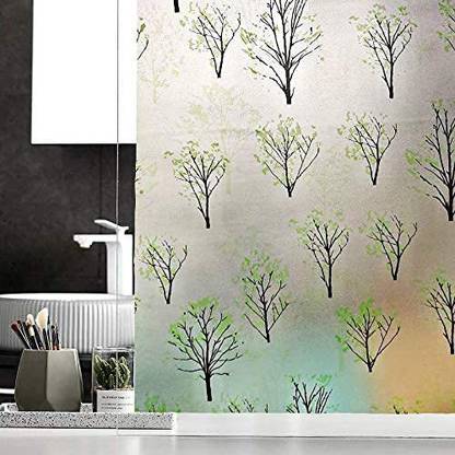STARLITE ENTERPRISES 243.84 cm 3D Printed Window Privacy Glass Self Adhesive (Green Tree) ,2 x 8 Feet) Self Adhesive Sticker