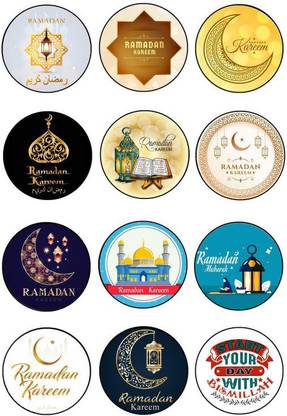 Klip 2 Deal 3.81 cm Eid Mubarak Sticker | Ramadan Mubarak Self-Adhesive Stickers Self Adhesive Sticker