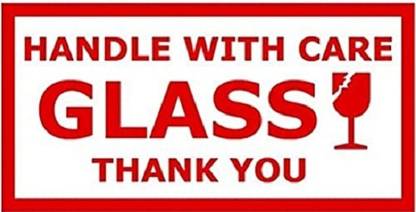 BlackDreams 7.6 cm Fragile Glass Handle with Care Logo Sticker/Labels (3x2 inch (100 Stickers) Self Adhesive Sticker