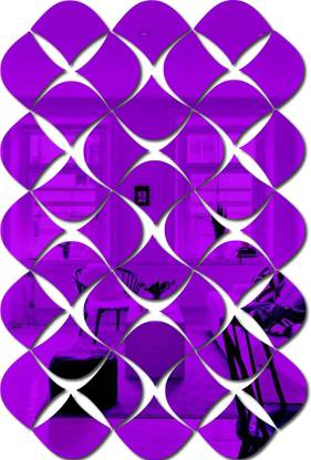 Bikri Kendra 4.58 inch Jali Pattern Purple 40 set 3d mirror sticker for wall acrylic sticker for wall Self Adhesive Sticker