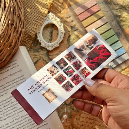 SHOP ABC 15 cm Art Journal Sticker Book - variant Red | 90 sticker in book Non-Reusable Sticker