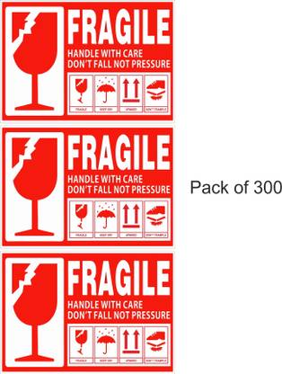 RGP Online 10 cm Fragile Stickers Self Adhesive Warning Labels for Shipping Packing Non-Reusable Sticker