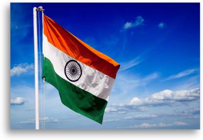 PRINTHUBS 30.48 cm Indian Flag Tiranga Posters For Room Home office Wall Decor (Size 12x18 Inch)D1 Self Adhesive Sticker