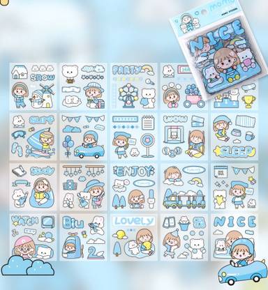 DGSELL CREATIONS 8 cm Style Cute Cartoon Hand Account Book 20 Stickers Decorative Small Pattern Self Adhesive Sticker