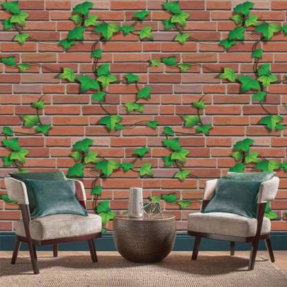 Flipkart SmartBuy 100 cm Brick and green well Stone Wallpaper(100CM X45CM) Self Adhesive Sticker
