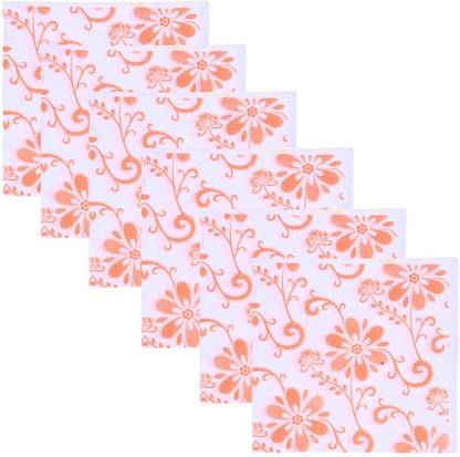 Balaji Traders 33 cm Soft Ply Designer Paper Napkin Daily Office and School Use Orange Flower Printed Non-Reusable Sticker