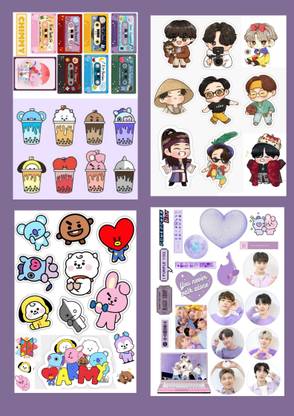 AS PRETTY AS THE PICTURE 9 inch BTS CUTE & CHIBI STICKERS 50 PCS Self Adhesive Sticker