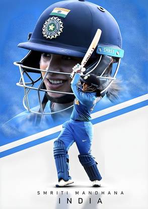 Dumdic 30 cm Accurssive Smirti Mandhana With Bat A4 Strong Self Adhesive Sticker
