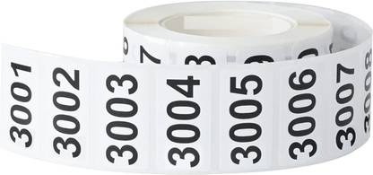 BlackDreams 5 cm Consecutively Numbered Labels Measure: 2"x1" Paper Number Sequences (3001-4000) Self Adhesive Sticker