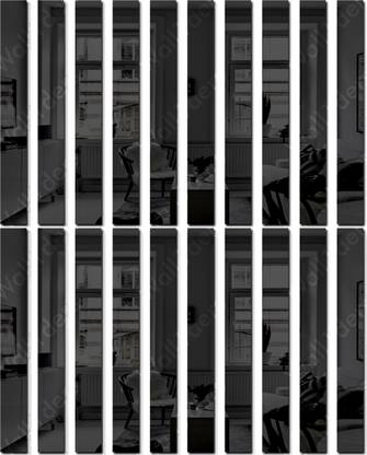 one store 24 cm 30 Pcs Acrylic Mirror Wall Stickers Striped Design (Black) Self Adhesive Sticker