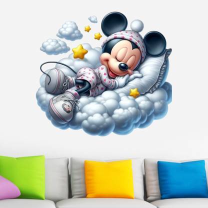 Krishna Sticker 45 cm Mickey Mouse sleeping Wall Stickers For Kids room Bedroom Self Adhesive Sticker