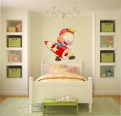 "Pencil Student Cartoon" Medium 3D, Self-adhesive Wall Sticker 3D Poster