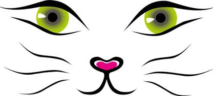 Aashrut decor 27 cm Beautiful wall cat face multicolor 27 cm X 55cm) Self Adhesive Sticker