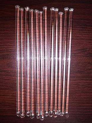 Kambojtraders Stirring Rod 200mm x 6mm Borosilicate Glass | One Side Flat Glass 20 cm Stirrer