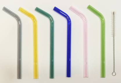 GARV GARV Borosilicate Coloured Glass Straws (Set of 6) Borosilicate Glass 16 cm Stirrer