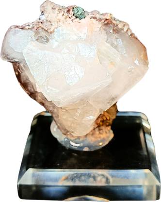CJ Company Natural Pink Apophyllite Crystal Natural Crystal Healing Glass Stands Display Regular, Polished Asymmetrical Quartz, Crystal Stone