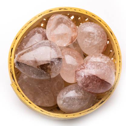 Plus Value lodolite-tumbled-basket Regular Asymmetrical Crystal, Quartz Pebbles
