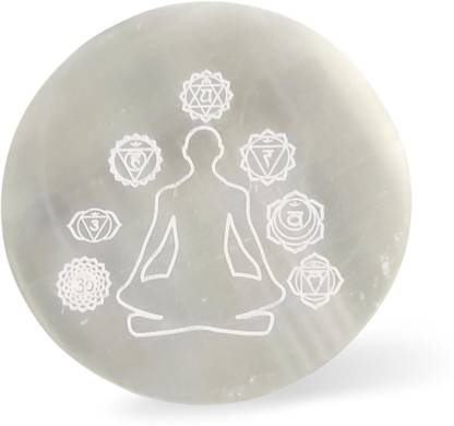 Plus Value Selenite Round Meditation Crystal Charging Plate Polished Round Crystal Stone