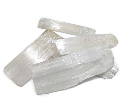 Shubhanjali Natural Rough Selenite Raw Stone for Reiki Crystal Healing White Selenite Rough Raw Gemstones for Vastu Correction 400 Grams Regular Asymmetrical Crystal Stone