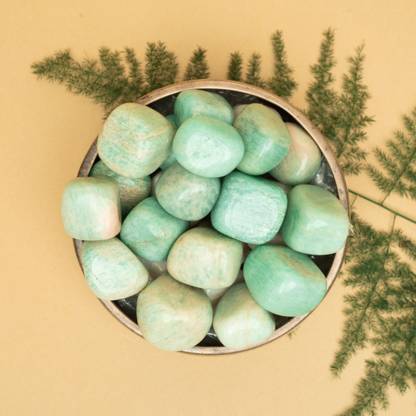 BODH GEM AND CRYSTALS Amazonite Tumbles for Love and Happiness, 100 gms, Healing Crystal Tumbles Regular Asymmetrical Quartz Stone