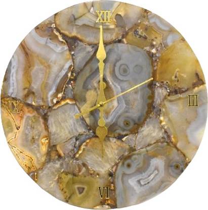 Maureen Natural Agate Stone Wall Clock with Prosperity & Good Luck -D3 Regular Round Crystal Stone