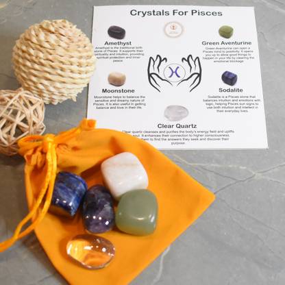 Maureen Natural Tumble Stone Pisces Zodiac Kit Regular Asymmetrical Crystal Stone