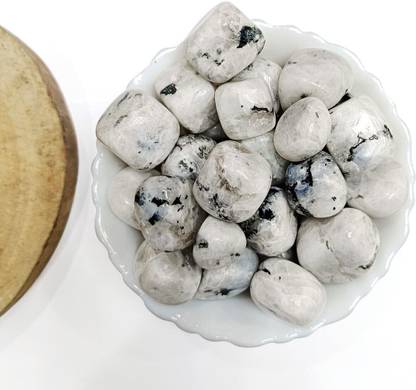 vastu vardan Crystal Rainbow Moonstone Tumble Stone| 50gm Tumbled Gemstone Regular Round Crystal Stone