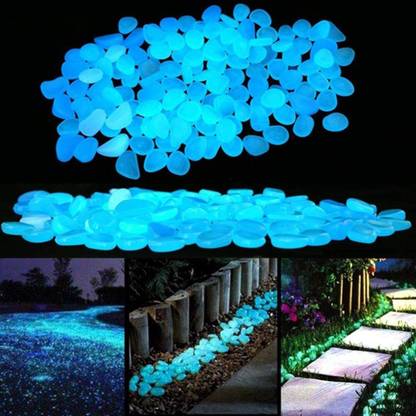 SOCHEP Garden Luminous Stones, Decorative Shining Pebbles for Open Hallway 100 Pieces Regular Oval Rock Stone