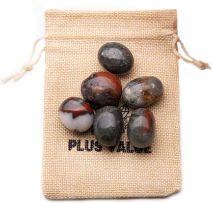Plus Value Premium Indian Bloodstone Tumbled Stone 100gm in jute bag Regular Asymmetrical Crystal Pebbles
