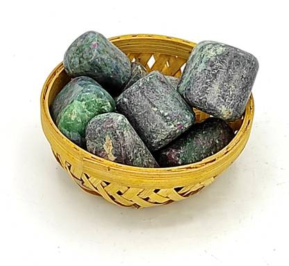 Plus Value Ruby Zoisite Tumbled Stone 200 Grams in Basket – Reiki Healing Crystals Regular Asymmetrical Crystal Pebbles