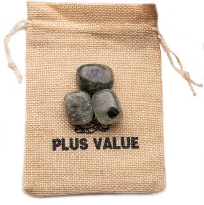 Plus Value Prehnite Tumbled Stone Pebbles 50grams in Jute Bag Regular Asymmetrical Crystal, Quartz Pebbles