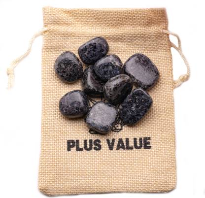 Plus Value Indigo Tumbled Pebbles Stone 100grams in Jute Bag Regular Asymmetrical Crystal Pebbles