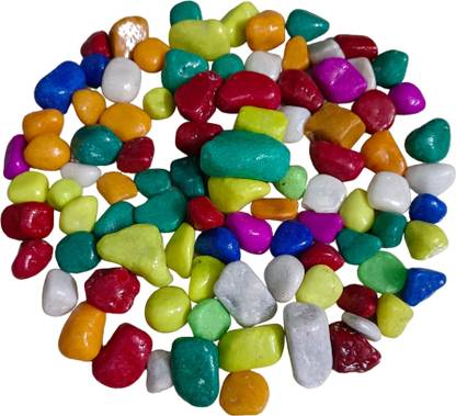 SWEETY CLOUR FISH 1.5kg Multi Colored Stones/Pebbles stone multi colored/Stone for Aquarium Painted, Polished, Carved Asymmetrical Marble Pebbles