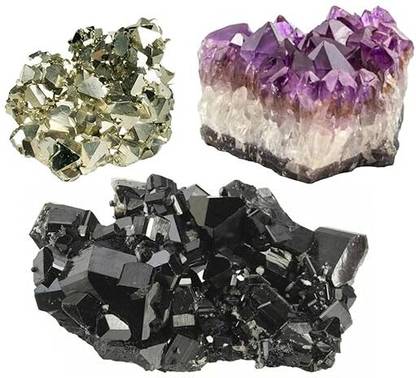DivinityHealing Triple Action Natural Crystal Cluster Abundance Manifestation Kit Regular Round Crystal Stone