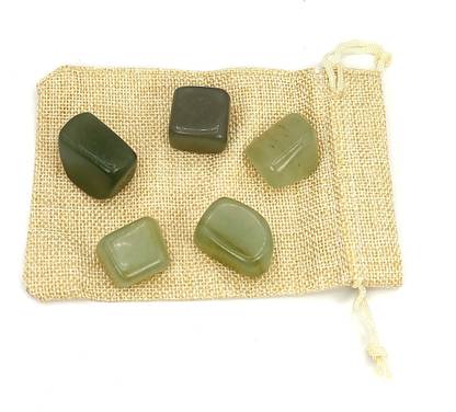 Plus Value Green Aventurine Tumbled Stone Pebbles 100gm in Jute Bag Regular Asymmetrical Crystal, Quartz Pebbles