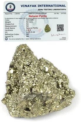 REIKI CRYSTAL PRODUCTS Natural Pyrite Cluster / Tumble / Rough Stone for Reiki Healing and Vastu Correction and Increase Creativity 30 Gm Stone Regular Rectangular Crystal Stone