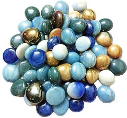 Colour Stone Decorative Glossy Shiny Round Shape Special Glass Pebbles Stone For Glass Filler Aquarium Vase Fillers Plant Pots Home Garden & Outdoor Decoration (Multi Colour, 500 grams) Polished, Regular, Painted Round Fire Glass Pebbles
