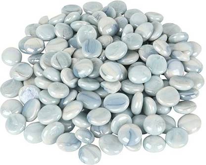 VANNEF Special Polished Shiny Grey Glass Pebbles for Home Garden Aquarium Landscape Outdoor Decoration Polished Oval Marble Pebbles