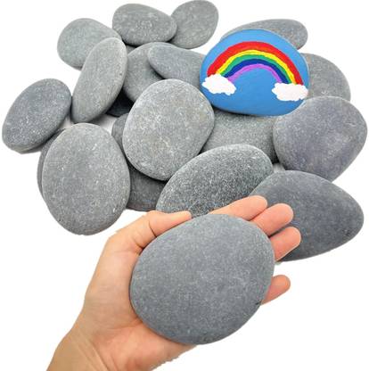 green paradise Set of 6, DIY Rocks for Painting Kindness Rocks Smooth Surface Stones Regular Round Rock Pebbles