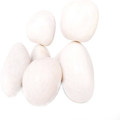 Power Stone Decorative Coloured Large Size Marble Pebble Stones For Vase Filler Plant Pots Home Aquarium Outdoor Garden Decoration (White, 1Kg) Regular Angular, Asymmetrical Marble Stone